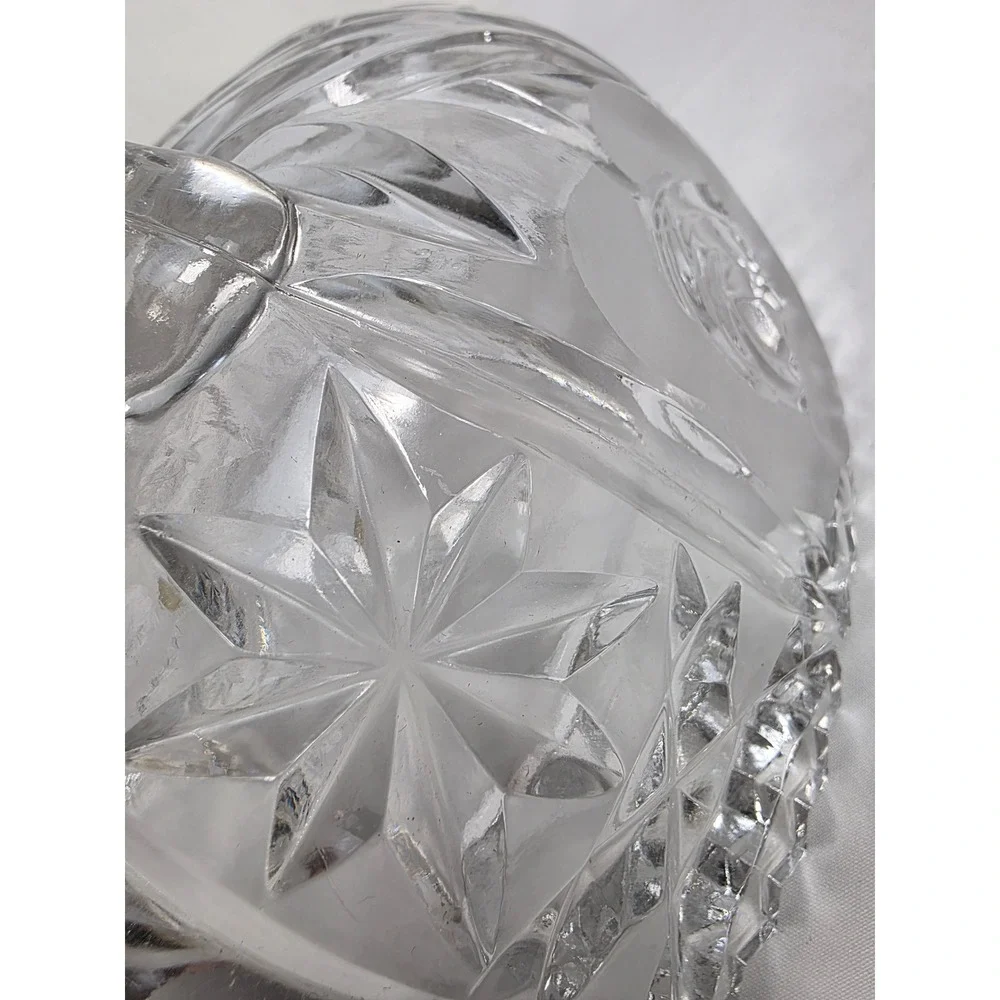Handcrafted Italian Crystal Bowl 30% PbO Lead Glass Floral Footed‎ Sawtooth Rim